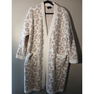 The Styled Collection Leopard Print Plush Cardigan Cozy Loungewear LXL
